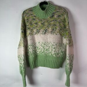 Aerie Fair Isle Green Mockneck Sweater